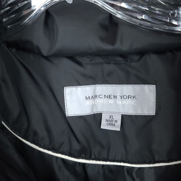 Marc New York Jacket Womens Xl Black Down Puffer Parka Hooded Faux Fur - Picture 12 of 13